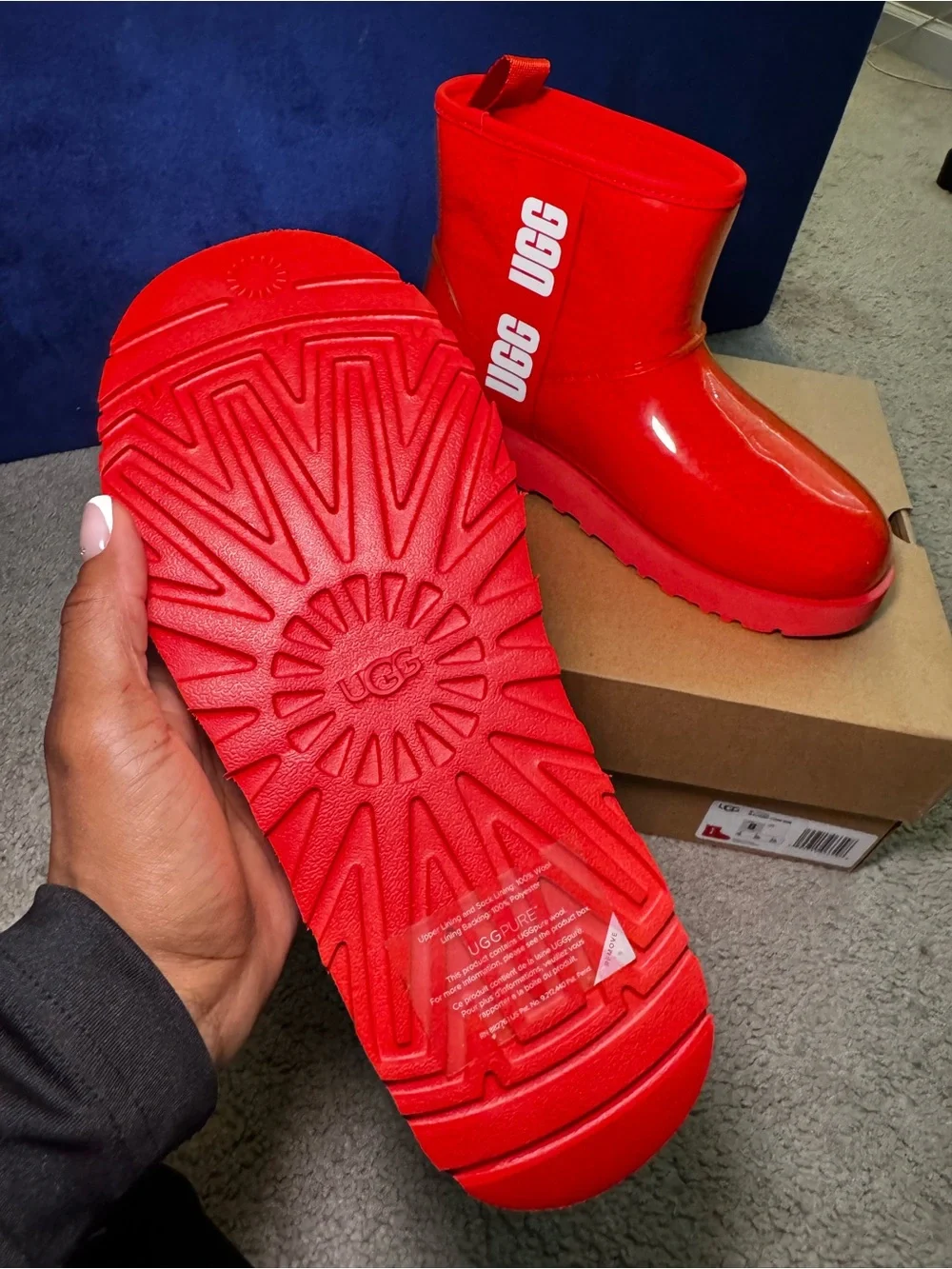 UGG Women's Red Glossy Ankle Boots